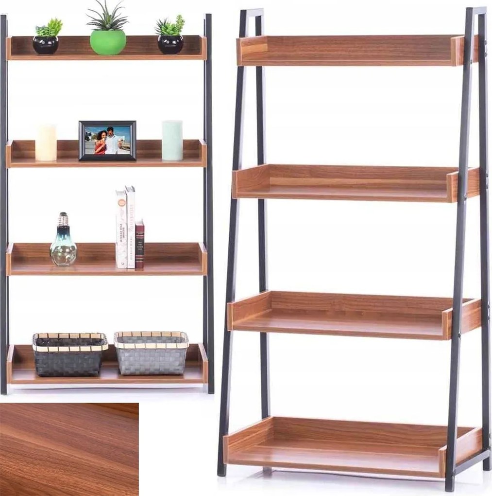 Etajera cu 4 rafturi in decor nuc TRAX