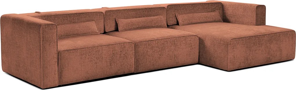 Colțar Extensibil 5 locuri ZANETTO, cu ladă de depozitare, 340x157x70 cm, Bordeaux-Onyx / Dreapta
