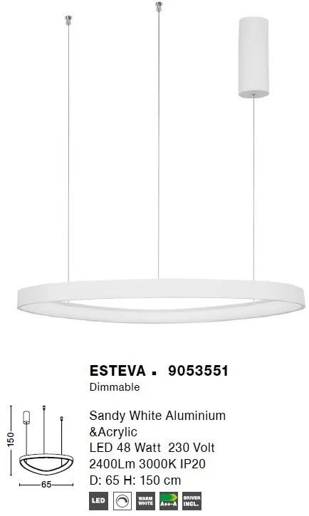 Lustra LED design modern circular ESTEVA alb NVL-9053551