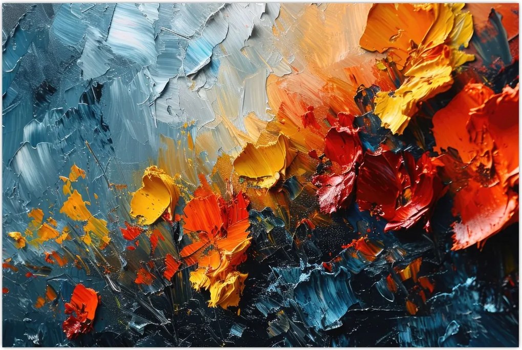 Tablou - Pictură abstractă de flori III. (90x60 cm)