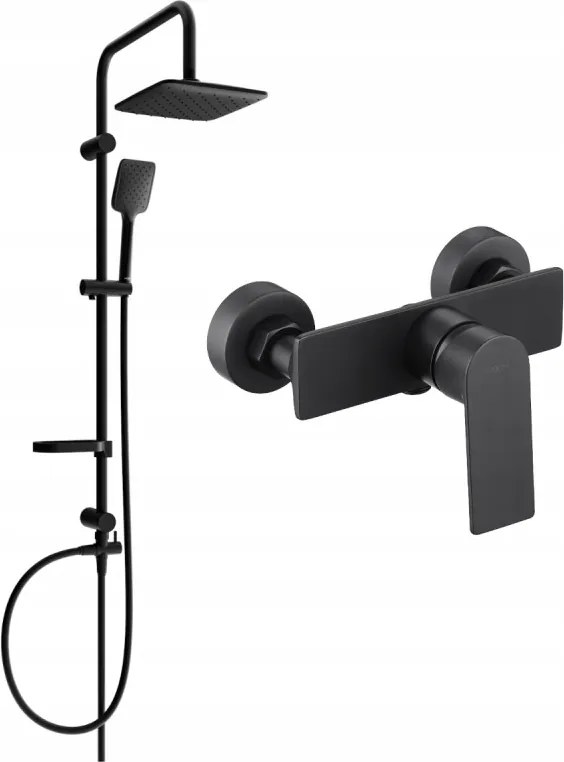 Mexen Alexa Sven set de duș montat pe perete cu duș de ploaie și baterie de duș, negru - 71240262-70