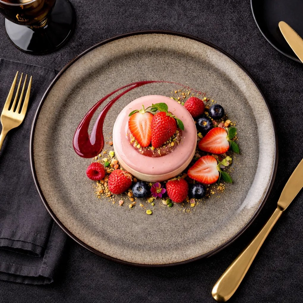 Farfurie de desert din gresie Moss, diametru 20 cm