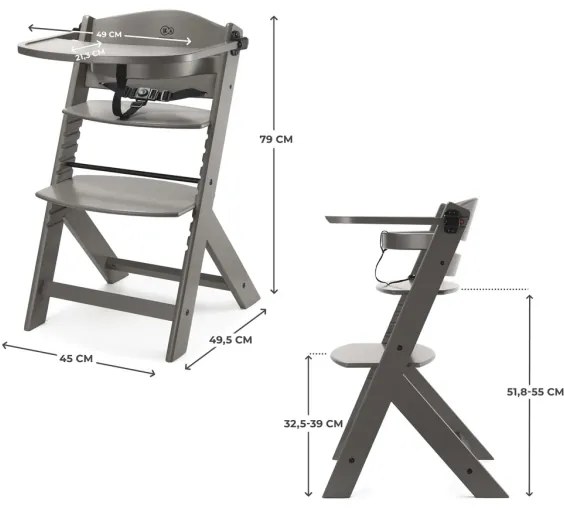 KINDERKRAFT - Scaun de masă pentru copii ENOCK gri