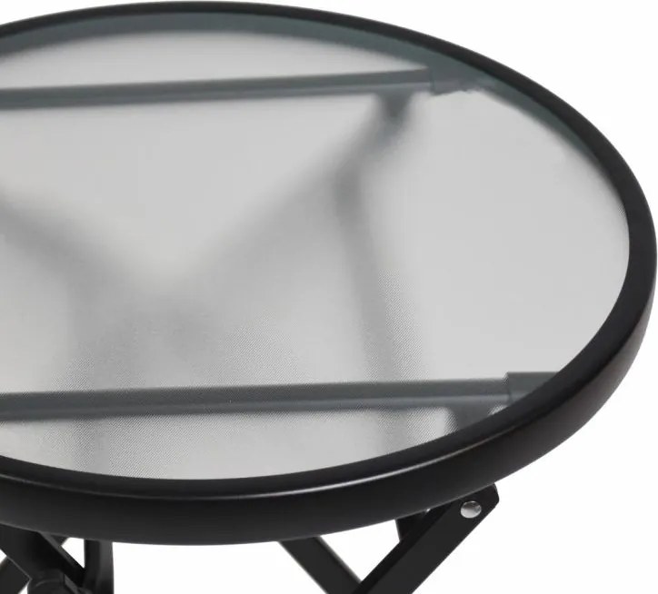 Masă de depozitare cu blat din sticlă, neagră, Ø 45 cm, oțel