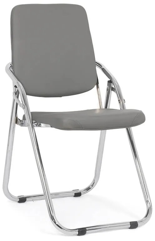 Scaun pliabil, gri, cadru metalic, piele ecologica, multifunctional, HRC 609