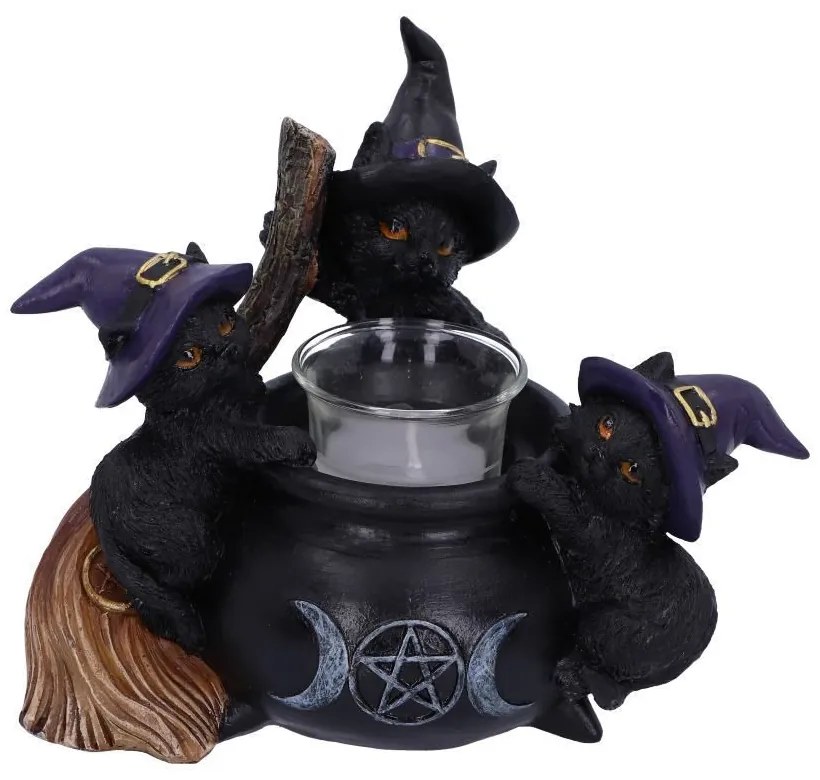 Suport lumanare pisicute Familiar Cauldron 12.5 cm