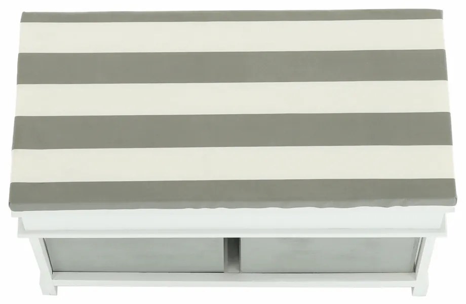 Bancă cu pernă, 2 sertare, alb/gri, SEAT BENCH 2 NEW