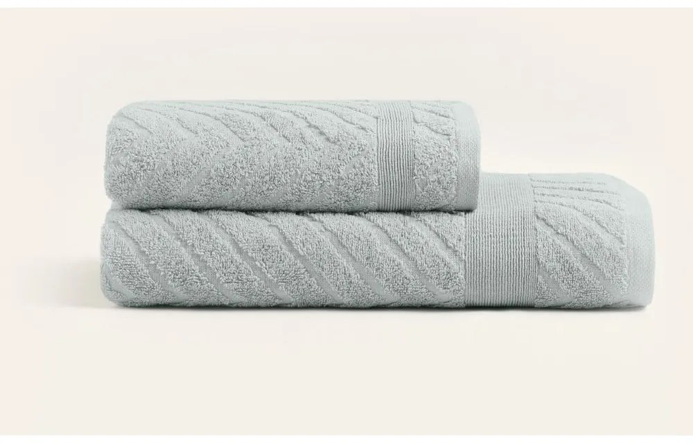 Prosoape de baie gri-deschis 2 buc. din bumbac din frotir – Foutastic