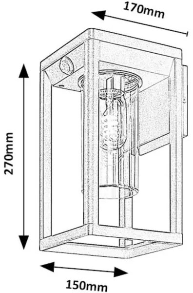 Aplică de exterior Rabalux 77086 ZERNEST 1xE27/15W/230V IP54 negru