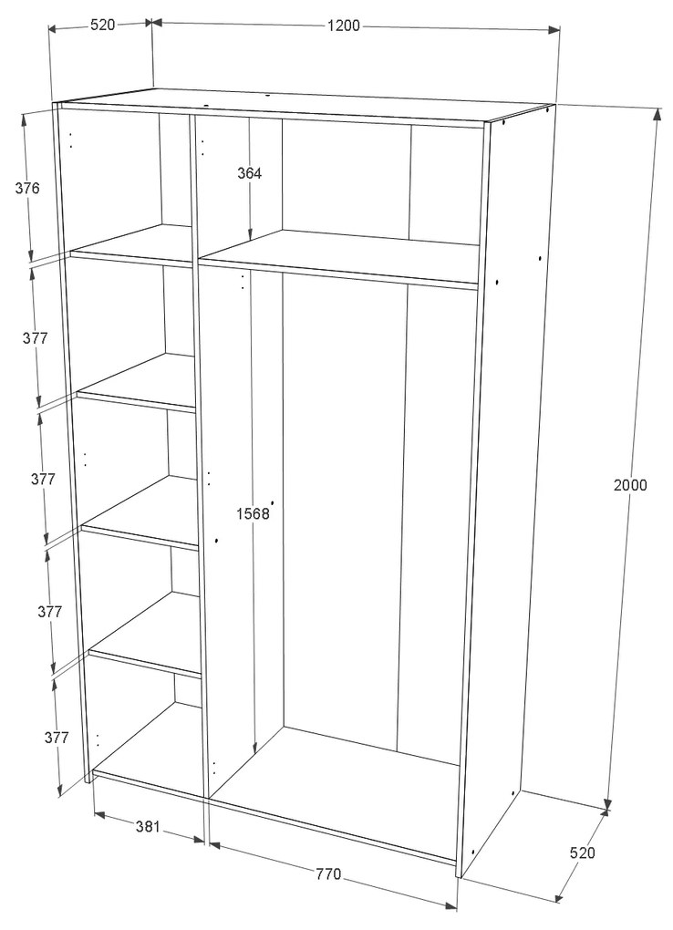 Dulap haaus Malmo, 3 Usi, Stejar Artisan/Argila, 120 x 52 x 200 cm