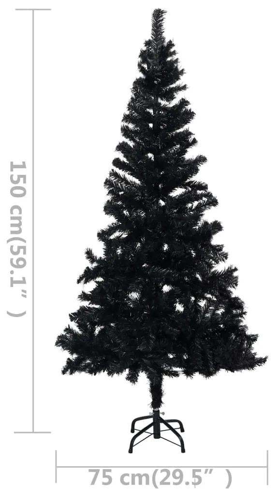 Brad de Craciun artificial LED-uri globuri negru 150 cm PVC black and rose, 150 x 75 cm, 1