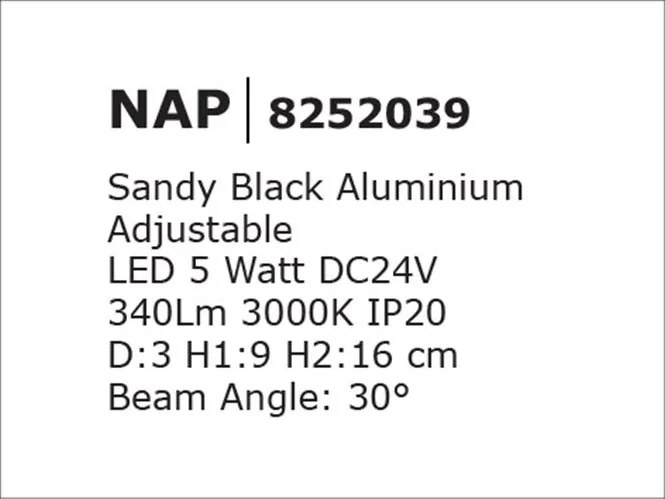 Accesoriu, Corp de iluminat pentru sina magnetica Buxton, Loop sau Sign, Nap 5W 3000K