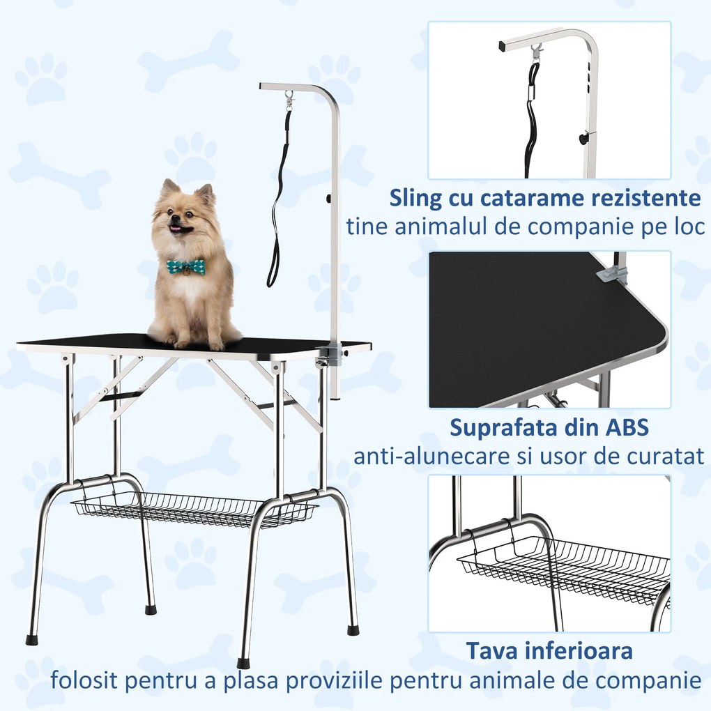 PawHut Masă pentru Toaletat și Tuns Câini sau Pisici cu coș 91.5x61.5x77cm