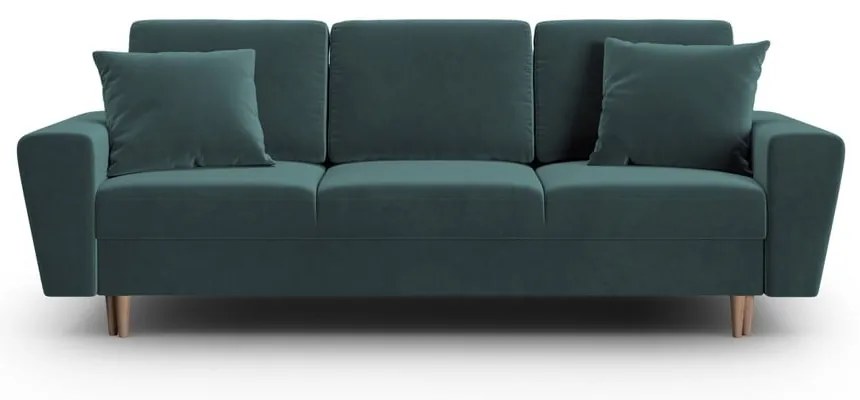Canapea petrol extensibilă, cu spațiu de depozitare cu tapițerie din catifea 235 cm Kyoto – Cosmopolitan Design