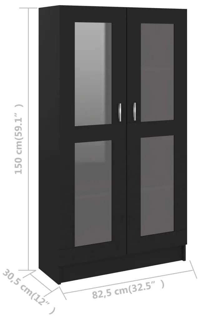 Dulap cu vitrina, negru, 82,5 x 30,5 x 150 cm, PAL 1, Negru, 82.5 x 30.5 x 150 cm