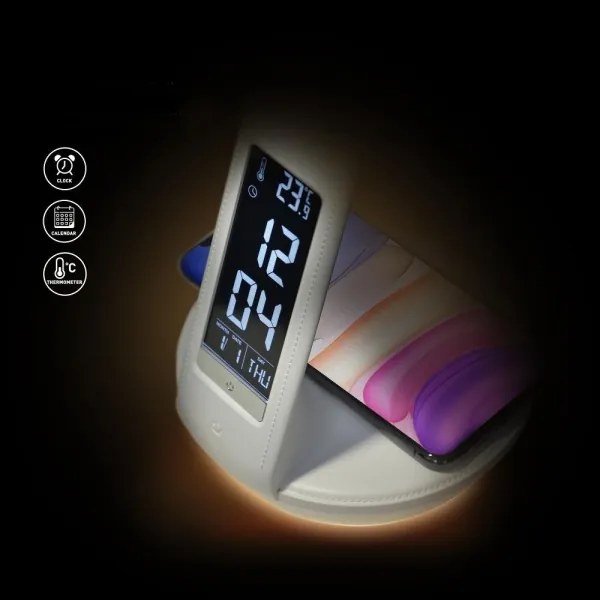 Lampă LED dimabilă cu funcție de încărcare fără fir Qi 5W și afișaj Retlux LED/6W/230V 3000/4000/6000K alb