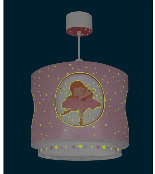 Dalber 60912 - Lustră pentru copii PRINCESS DANCE, 1xE27/15W/230V, roz