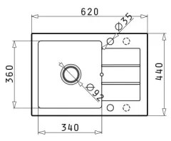 Chiuvetă de bucătărie Pyramis 70165801 NEXT 62x44 cm granit/bej