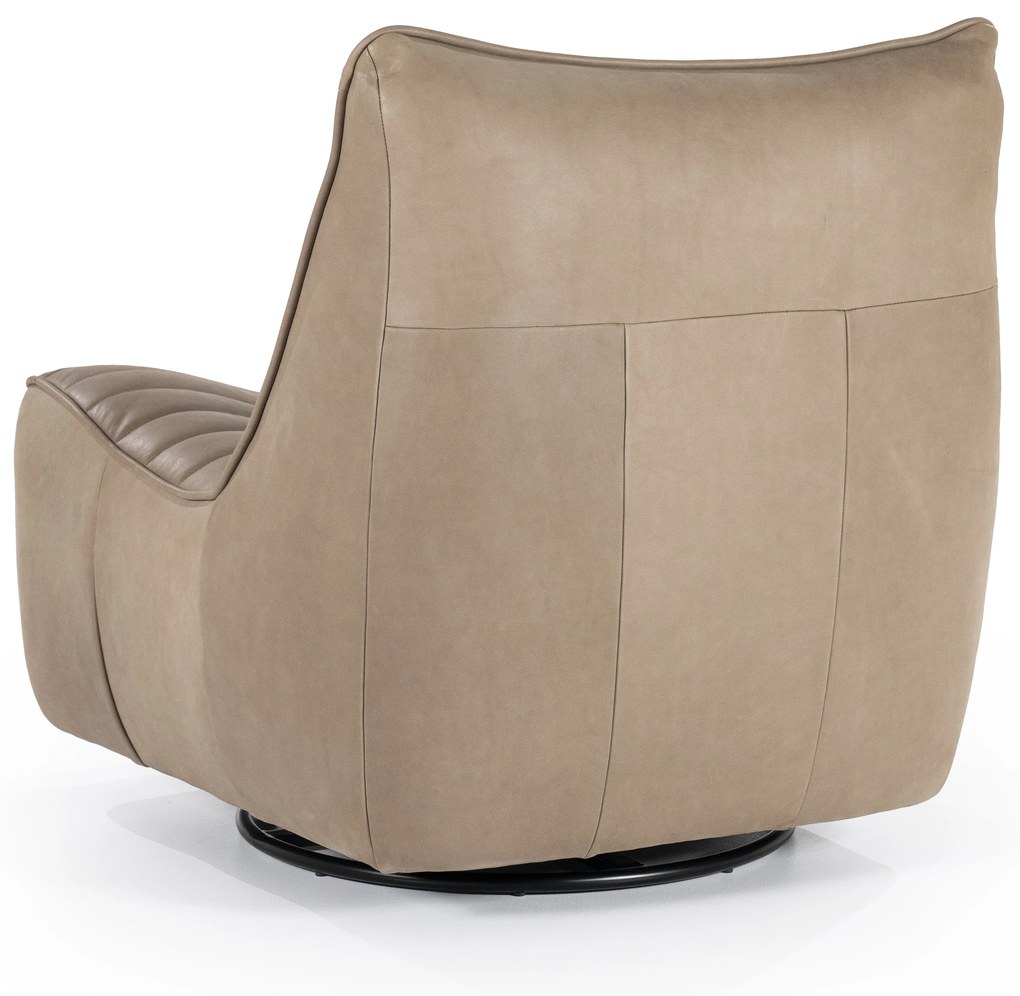 Fotoliu Matthew din piele, metal și lemn taupe