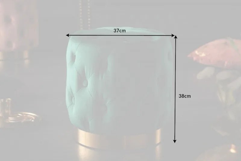 Taburete Modern Barock 35cm, verde inchis/ auriu