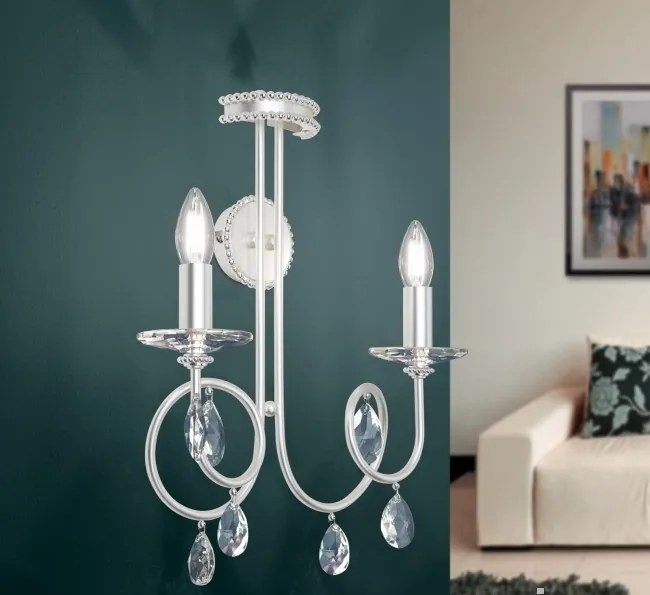 Aplica perete stil clasic cu cristale Swarovski Giada argintiu mat