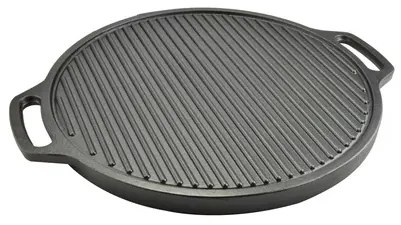Placa grill BBQ față dublă 45cm rotunda, fonta Perfect Home 12972