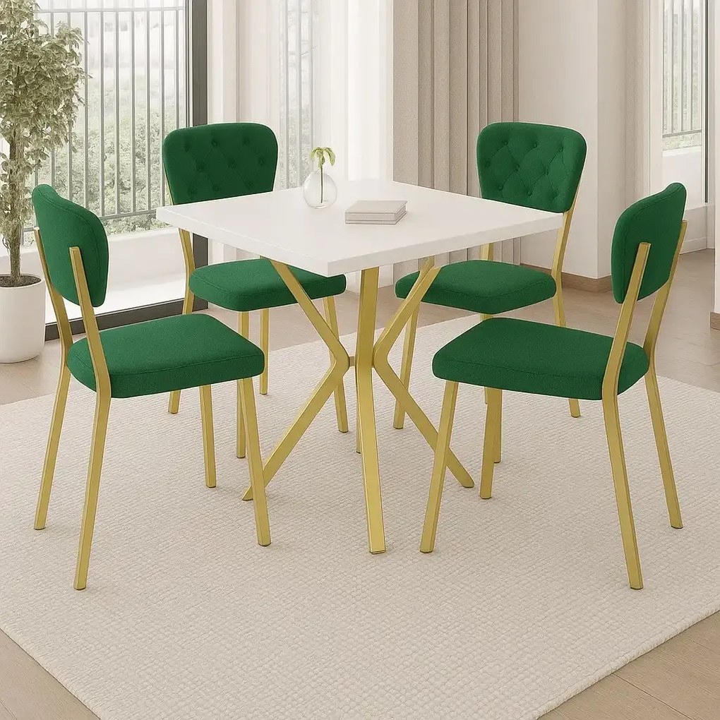Scaun Barton, verde, profil din metal,auriu