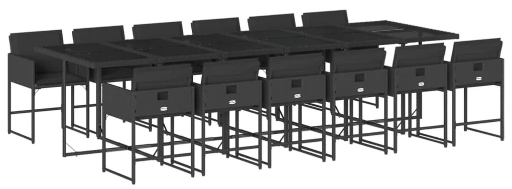 vidaXL Set mobilier de grădină cu perne, 13 piese, negru, poliratan