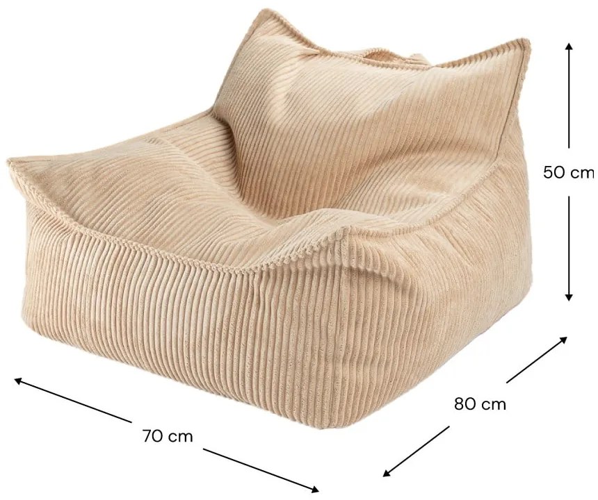 Fotoliu puf pentru copii maro deschis cu tapițerie din catifea reiată Chair – Wigiwama