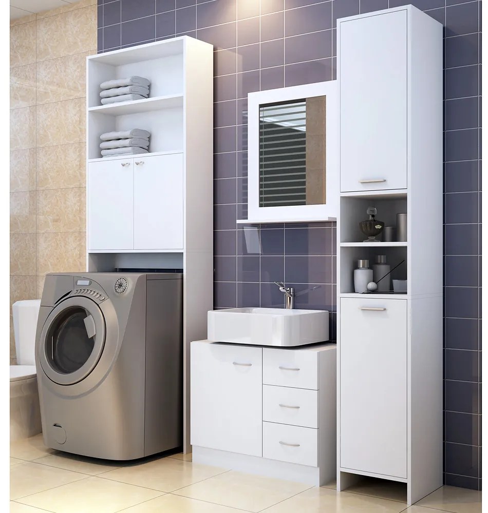 Dulap sub chiuvetă cu 3 sertare SILKE, 63x30x54cm, alb Casaria