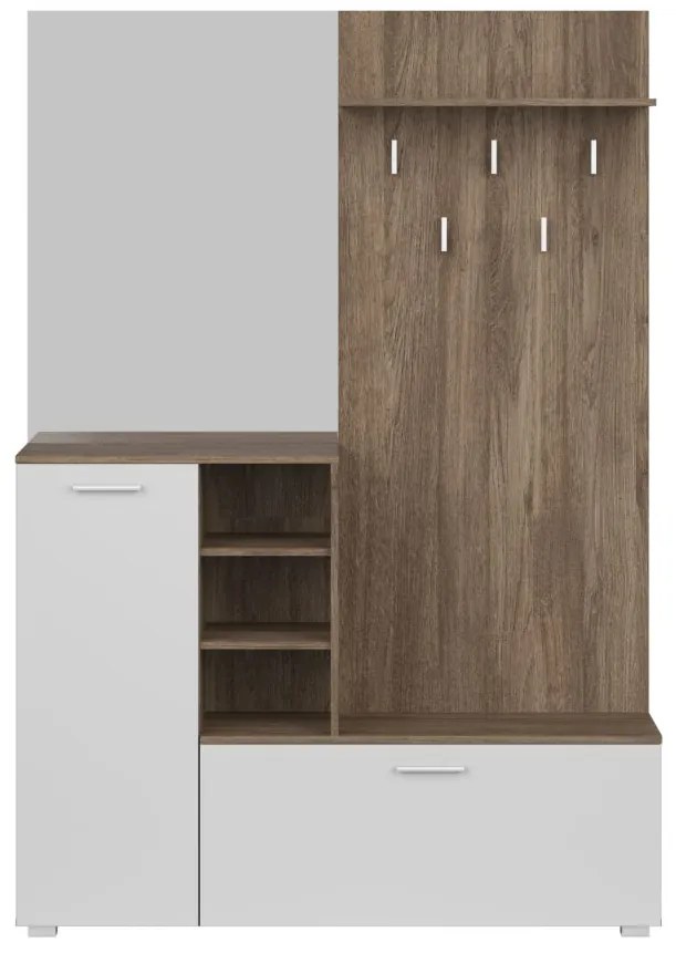 Set mobilier pentru hol VETLANDI (stejar ansberg + alb). 1091601