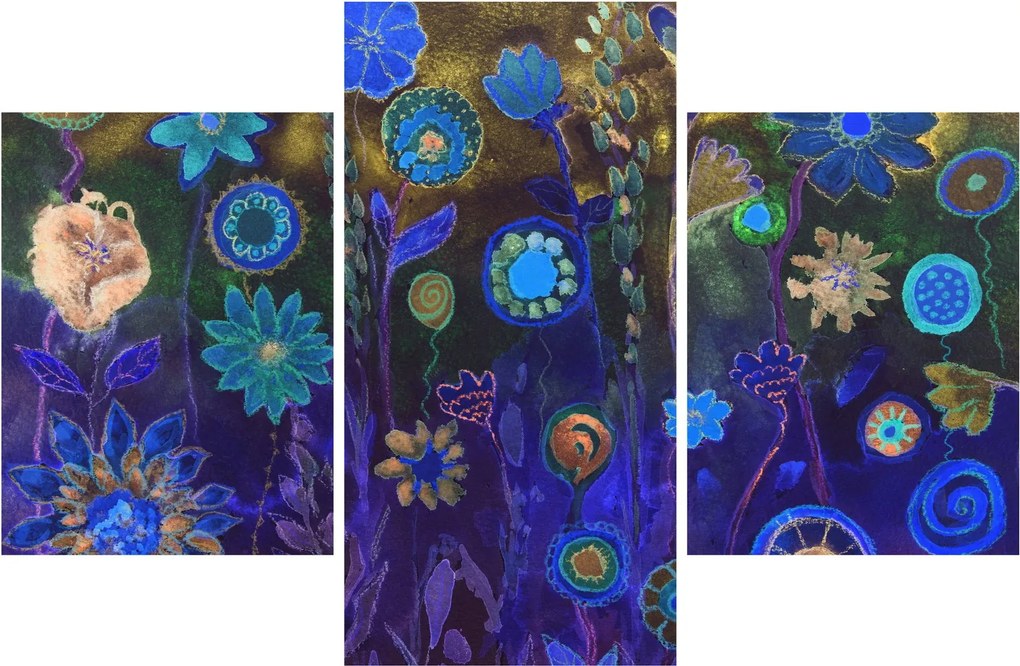 Tablou - Flori albastru închis (90x60 cm)