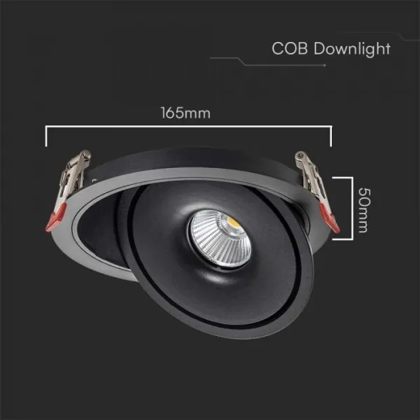 LED spot încastrat 20W 230V 3000/4000/6400K Ø16,5 cm negru