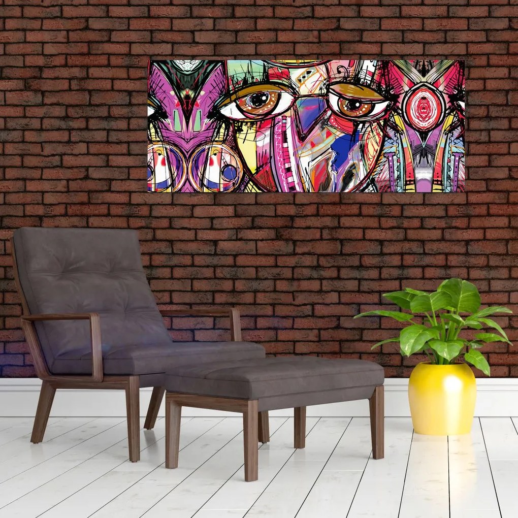 Tablou - Artă stradală - bufniță (120x50 cm)