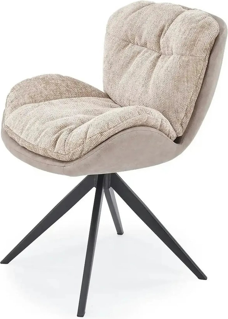 Scaun rotativ K599, bej/negru, stofa/piele ecologica/metal, 62x67x85 c