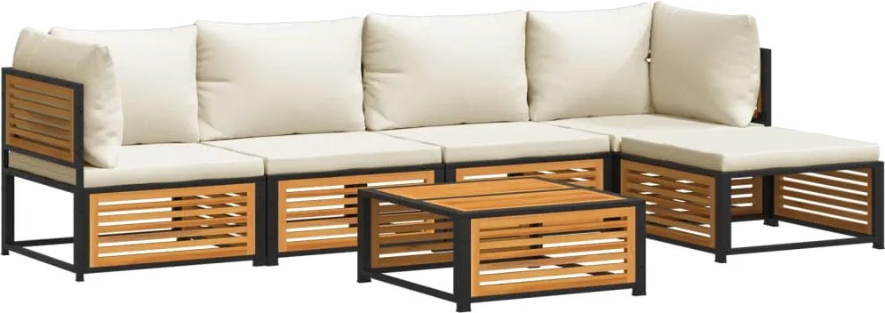 vidaXL Set de canapele grădină cu perne, 6 piese, lemn masiv acacia