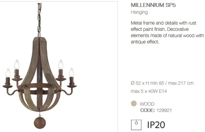 Candelabru design rustic deosebit cu 5 brate MILLENNIUM SP5 129921