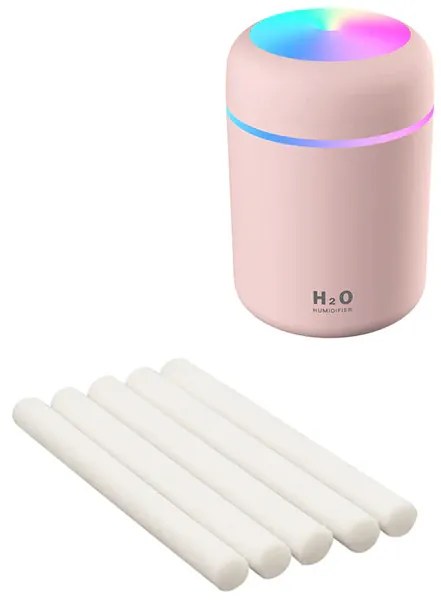 Umidificator de aer cu ultrasunete cu difuzor aromaterapie cu LED, 300 ml