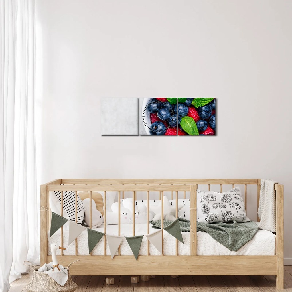 Tablou - bol cu fructe de pădure (cu ceas) (90x30 cm)