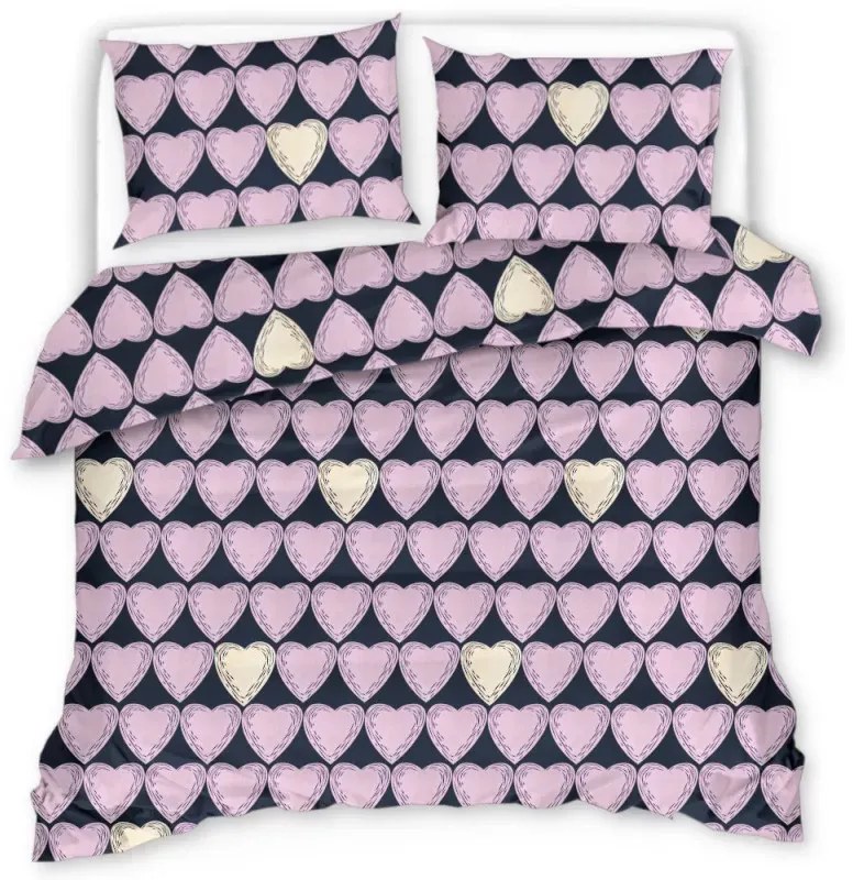 Lenjerie din microfibra VIOLET HEARTS mov deschis Dimensiune lenjerie de pat: 2 buc 70 x 80 cm | 160 x 200 cm