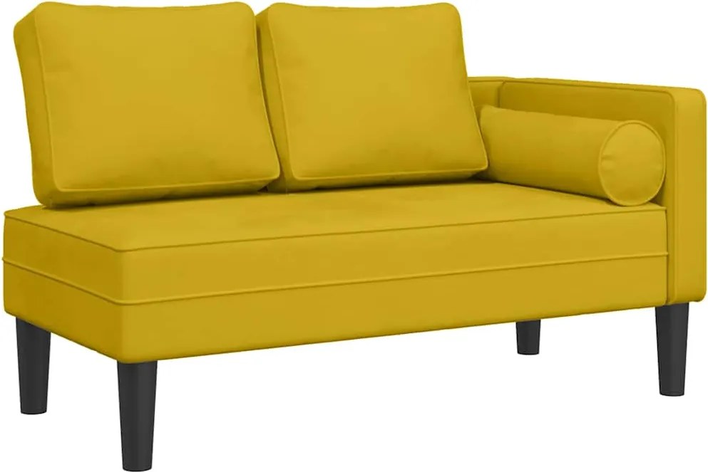 vidaXL Fotoliu șezlong cu perne, galben, catifea