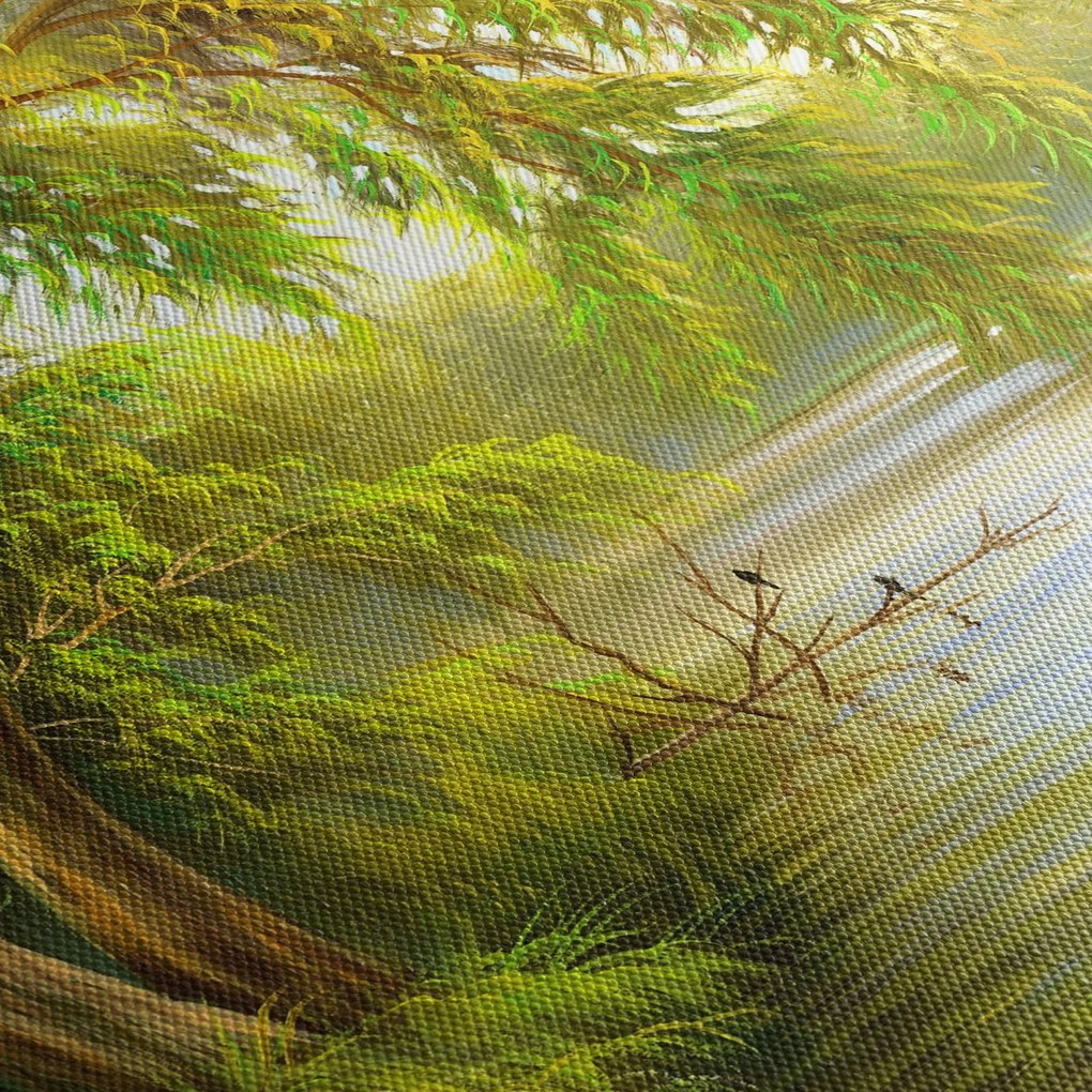 Tablou - Salcie lângă lac, pictură în ulei (90x60 cm)