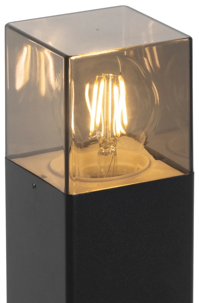 Lampă de exterior cu picior neagră 50 cm IP44 cu sticlă fumurie - Denmark