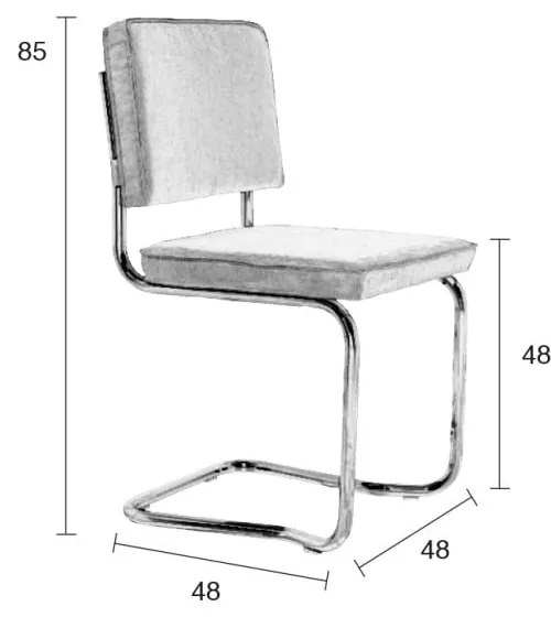 Scaune de dining gri balansoar 2 buc. tapițate Ridge Kink Rib – Zuiver