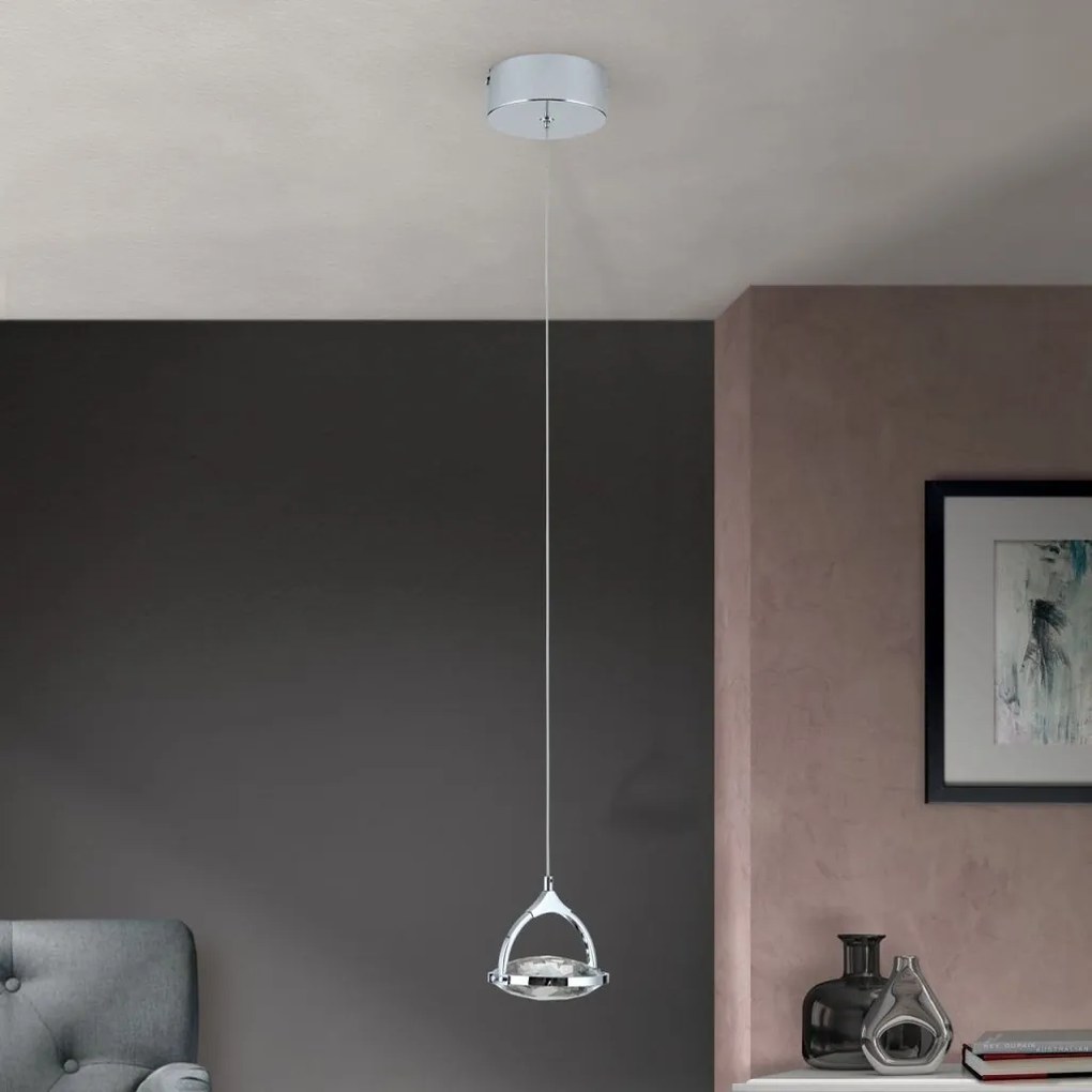 Pendul LED cu cristal K9 design lux MOON crom
