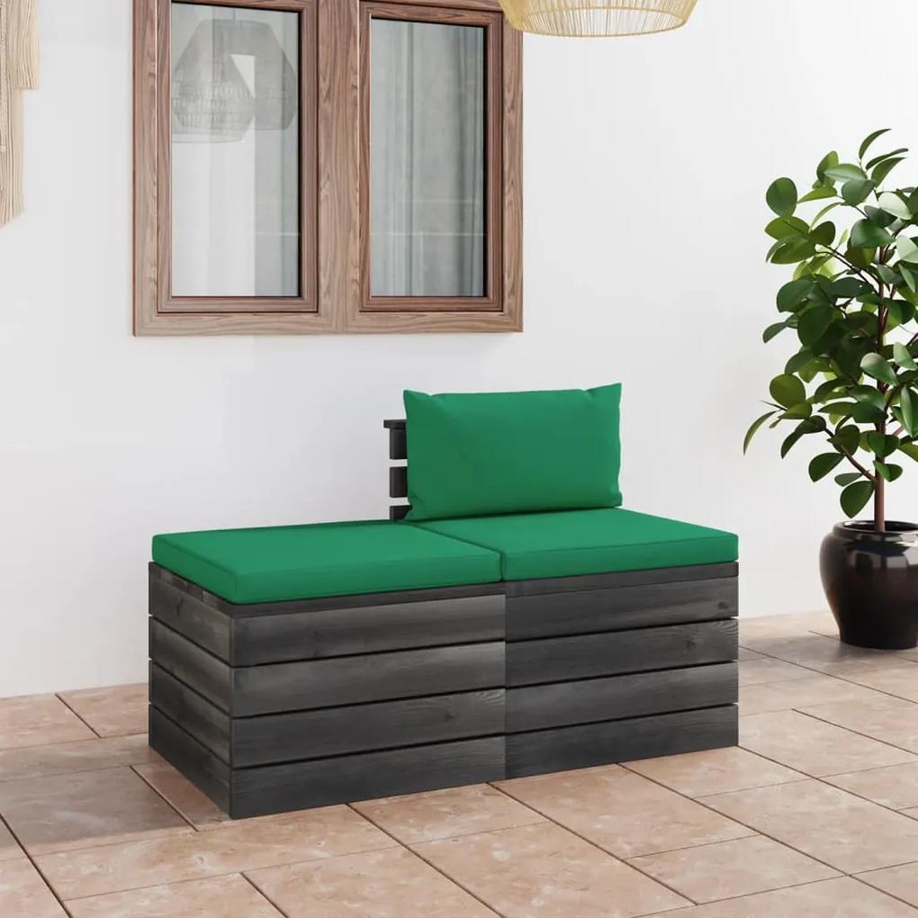 Set mobilier gradina din paleti, 2 piese, cu perne, lemn de pin Verde, Da, 2, 2