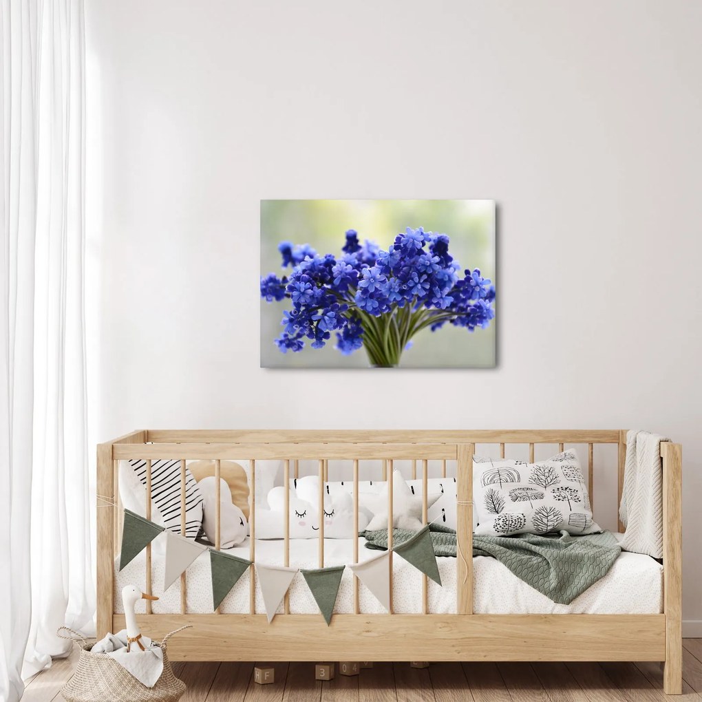 Tablou buchet cu flori albastre (70x50 cm)