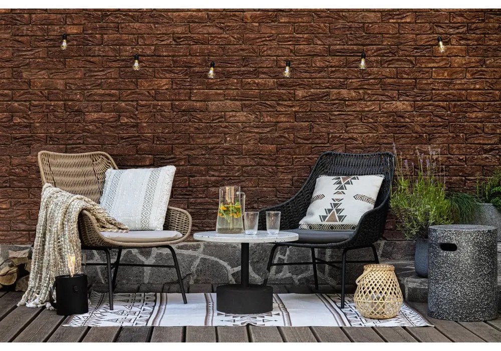 Covor reversibil pentru exterior din plastic reciclat Green Decore Afra, 90 x 150 cm, bej-maro