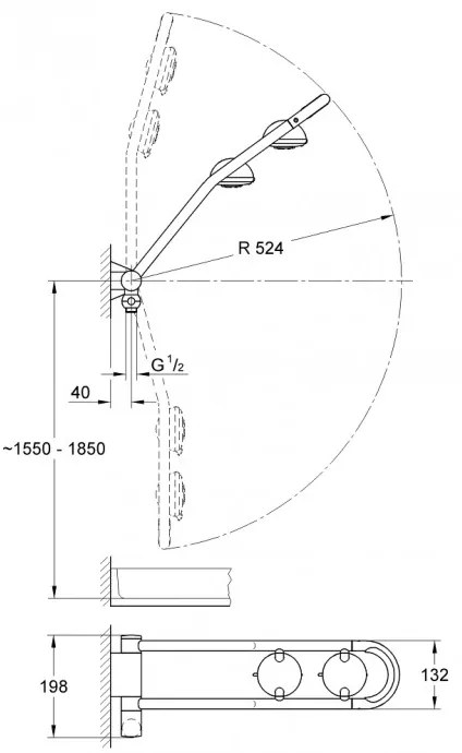 Sistem de dus, Grohe Freehander, brat ajustabil, crom, 27004000