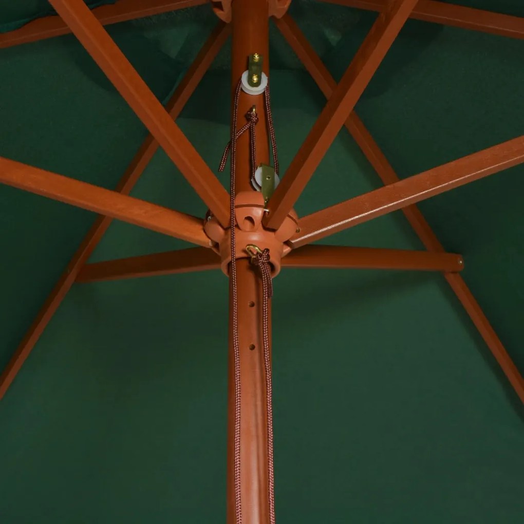 Umbrela de soare cu stalp de lemn 270 x 270 cm, verde Verde